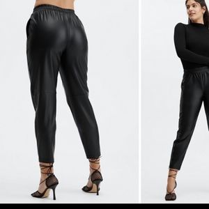 NWT Fabletics Black High-Waisted Vegan Leather Jogger Pants Size 1X